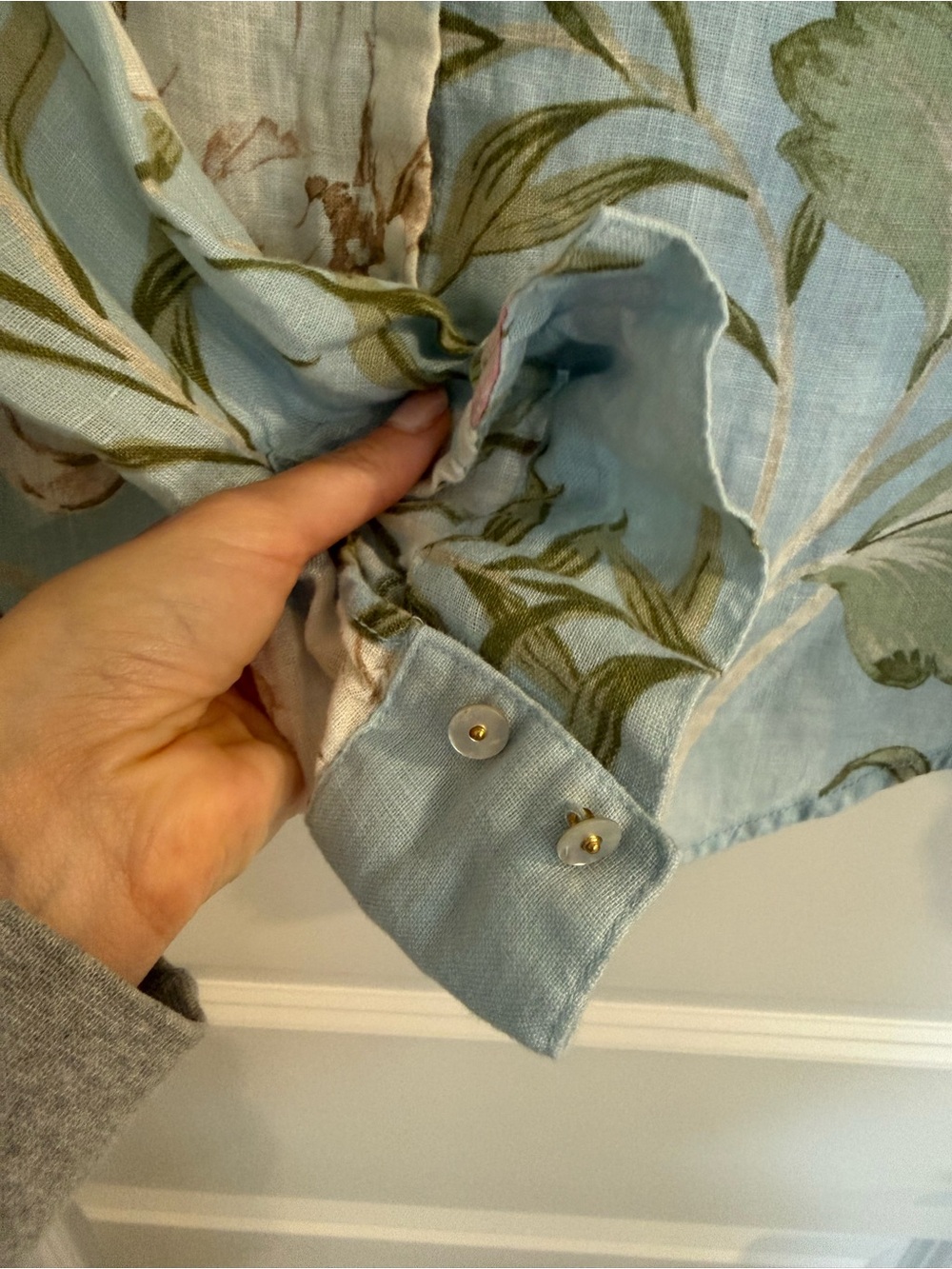 Joie Light Blue Linen Floral Button Down Shirt - Picture 5 of 6